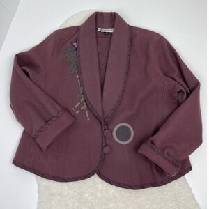 Beppa Womens Size L Mauve Blazer Jacket Artsy Boho Shawl Collar Wool Art to Wear